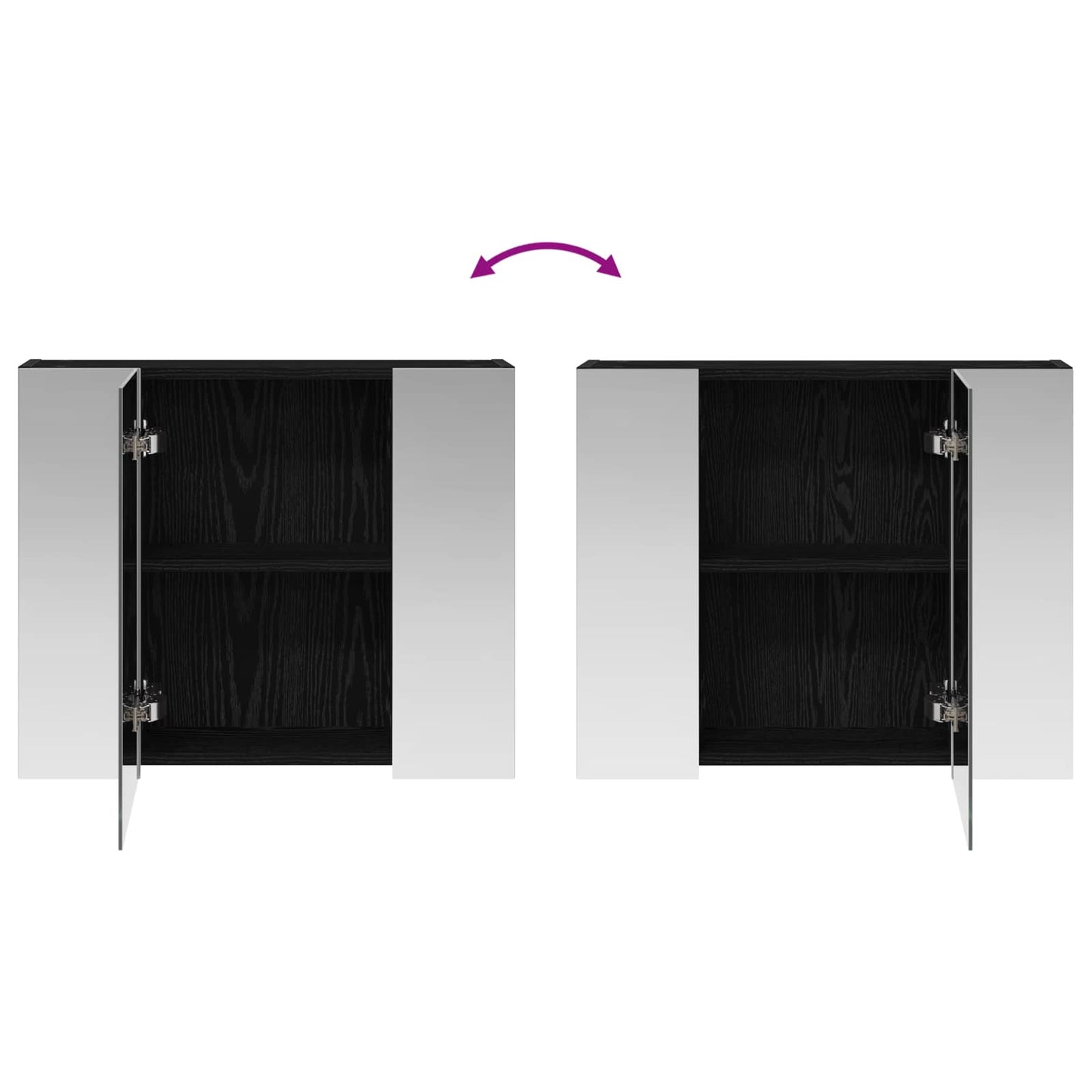 Bathroom Mirror Cabinet Black Oak 60 x 14.5 x 50 cm
