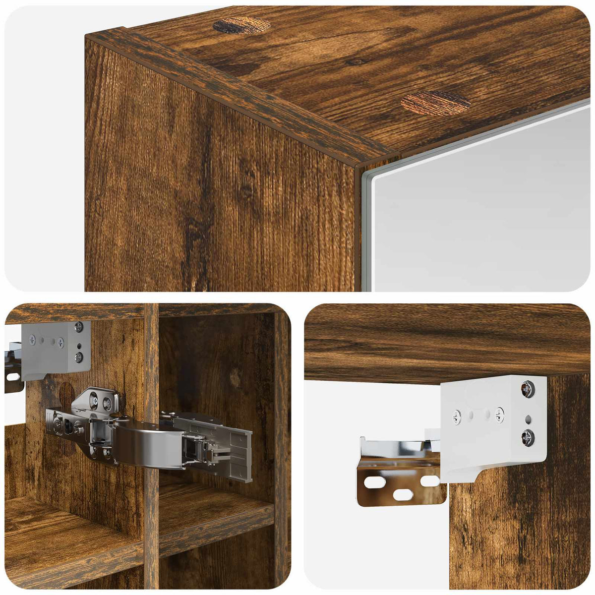 Bathroom Mirror Cabinet Smoked Oak 60 x 14.5 x 50 cm