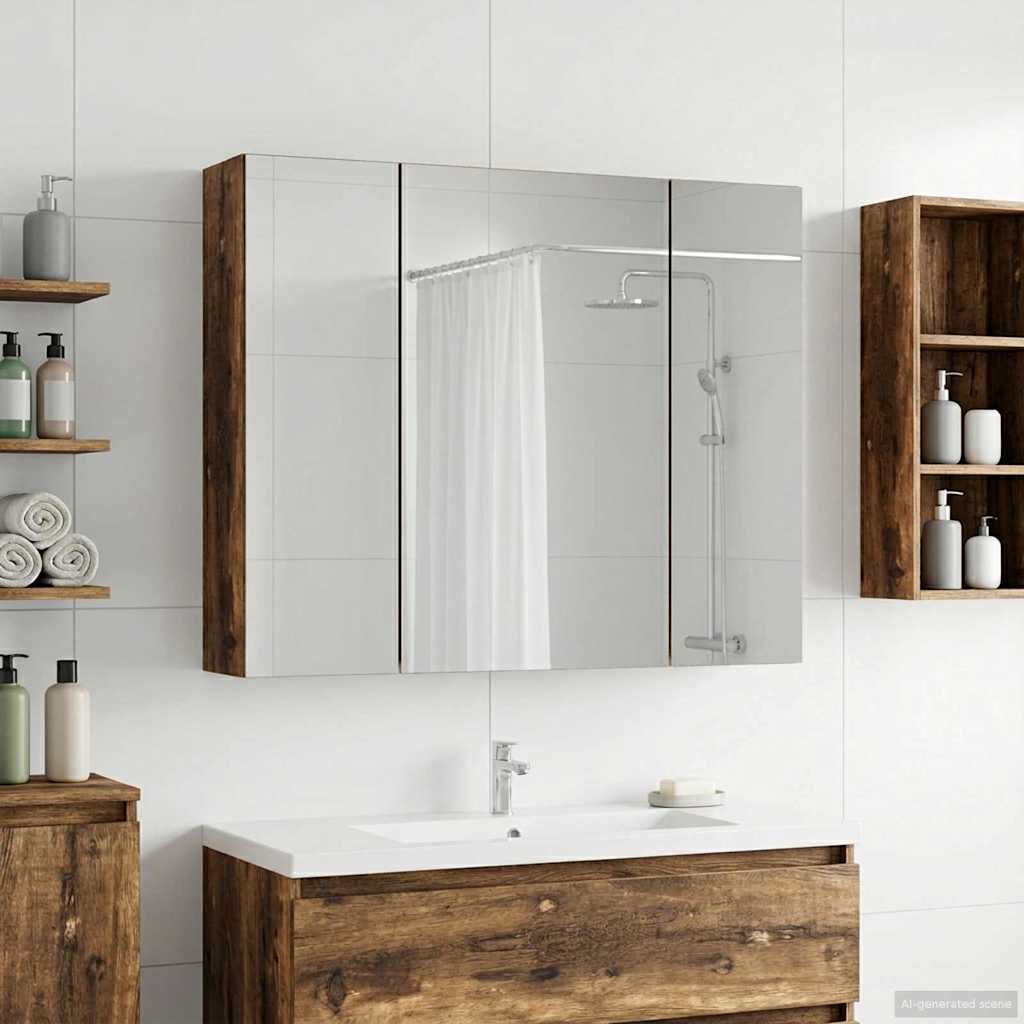 Bathroom Mirror Cabinet Smoked Oak 60 x 14.5 x 50 cm