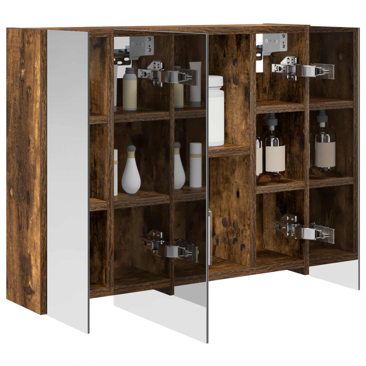 Bathroom Mirror Cabinet Smoked Oak 60 x 14.5 x 50 cm