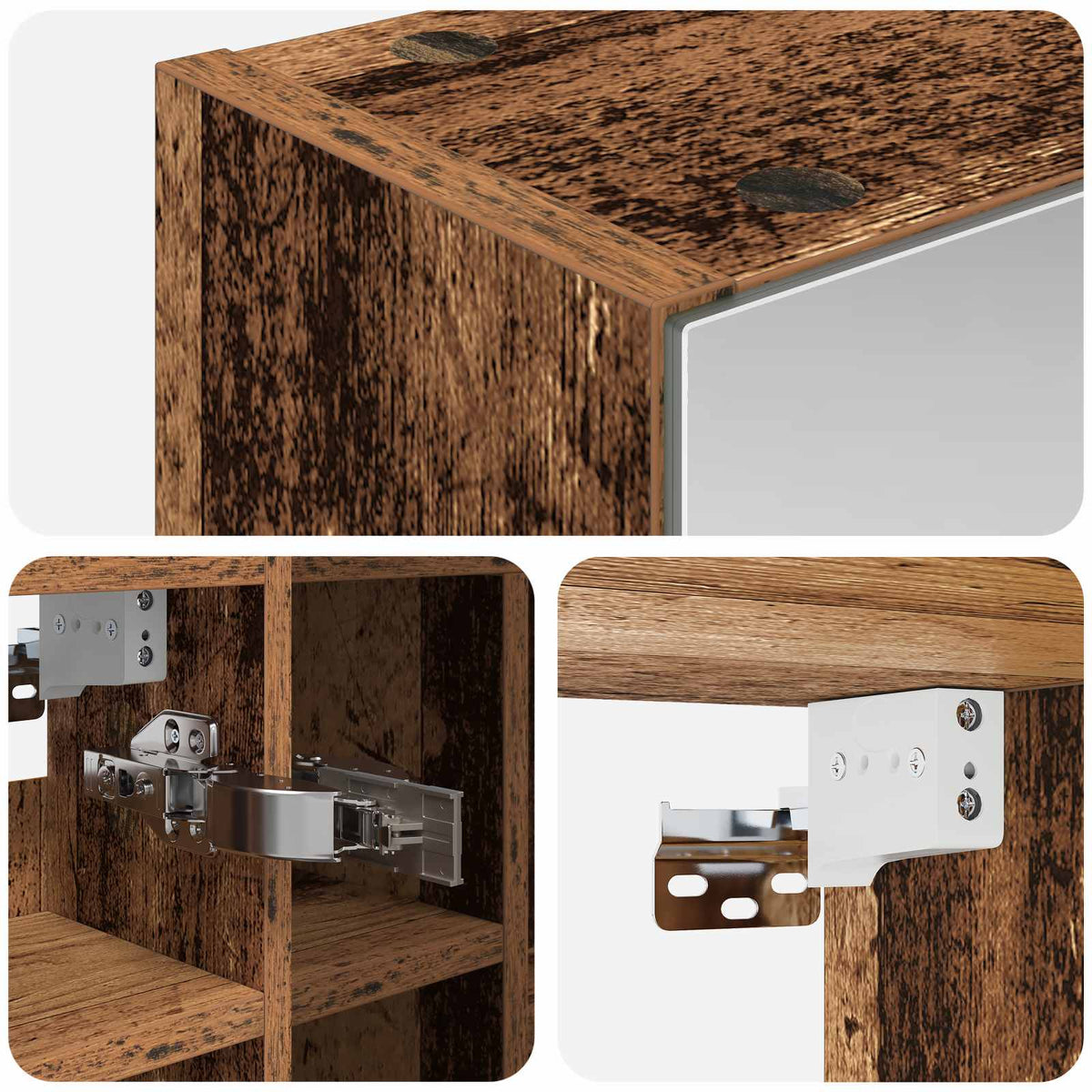 Bathroom Mirror Cabinet Old Wood 60 x 14.5 x 50 cm