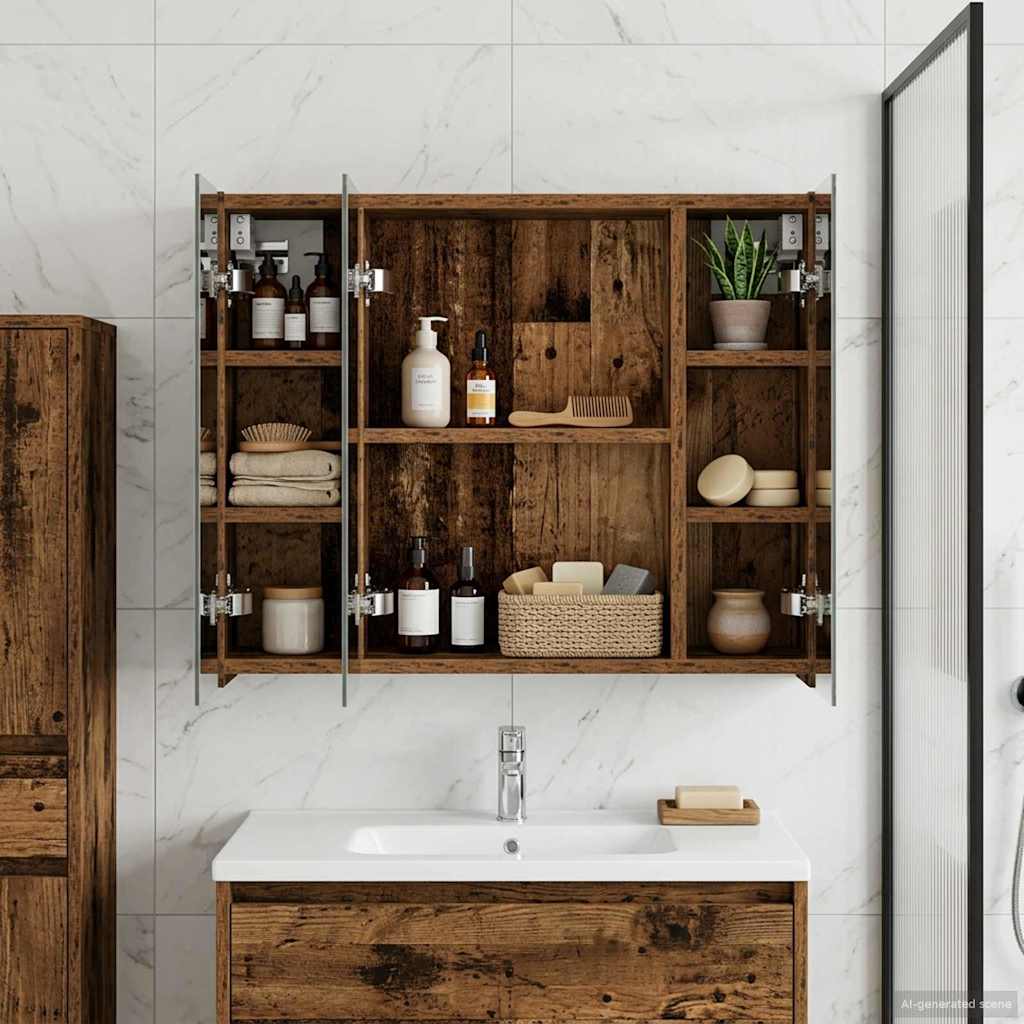 Bathroom Mirror Cabinet Old Wood 60 x 14.5 x 50 cm