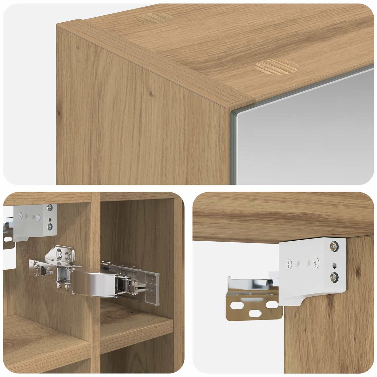 Bathroom Mirror Cabinet Artisan Oak 60 x 14.5 x 50 cm