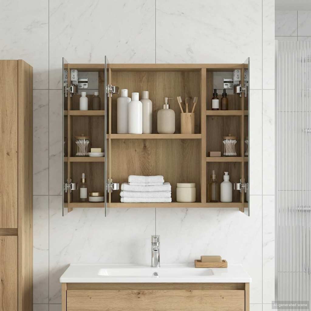 Bathroom Mirror Cabinet Artisan Oak 60 x 14.5 x 50 cm