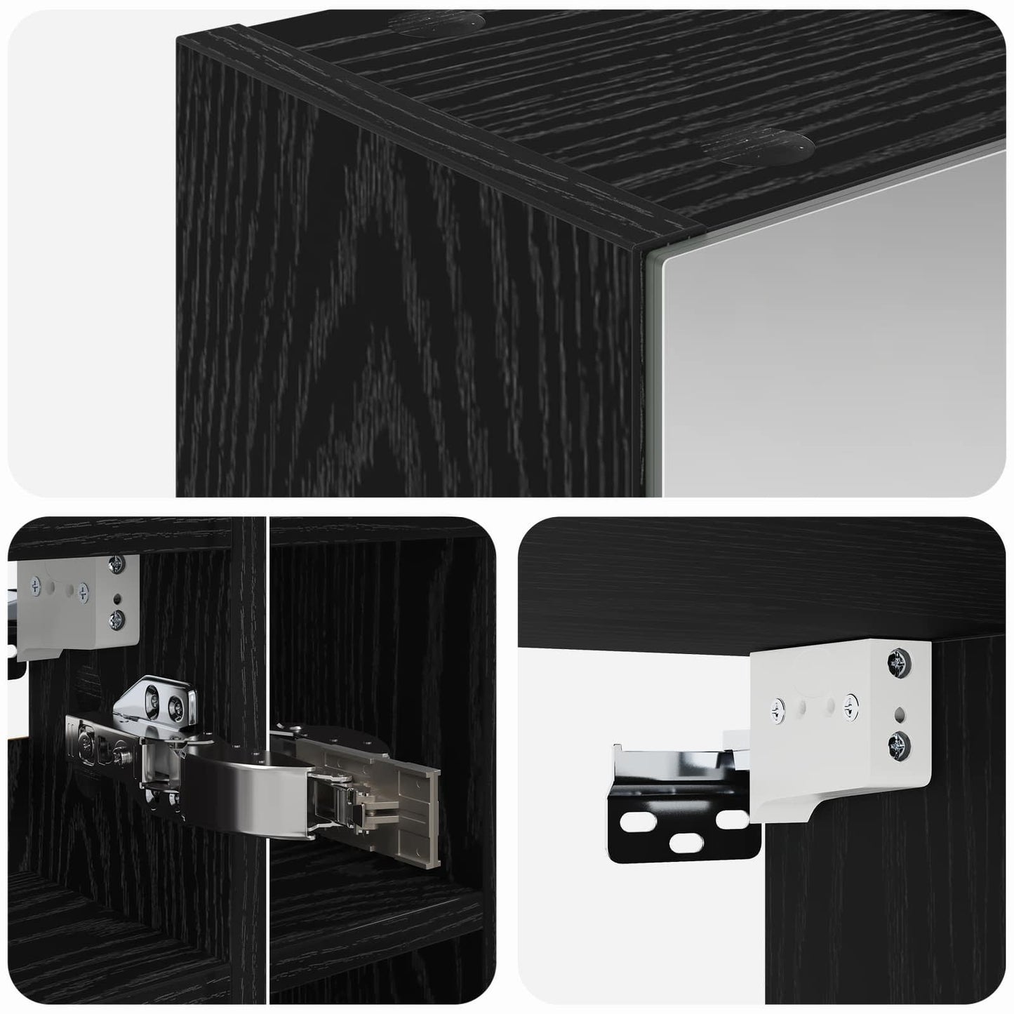 Bathroom Mirror Cabinet Black Oak 60 x 14.5 x 50 cm