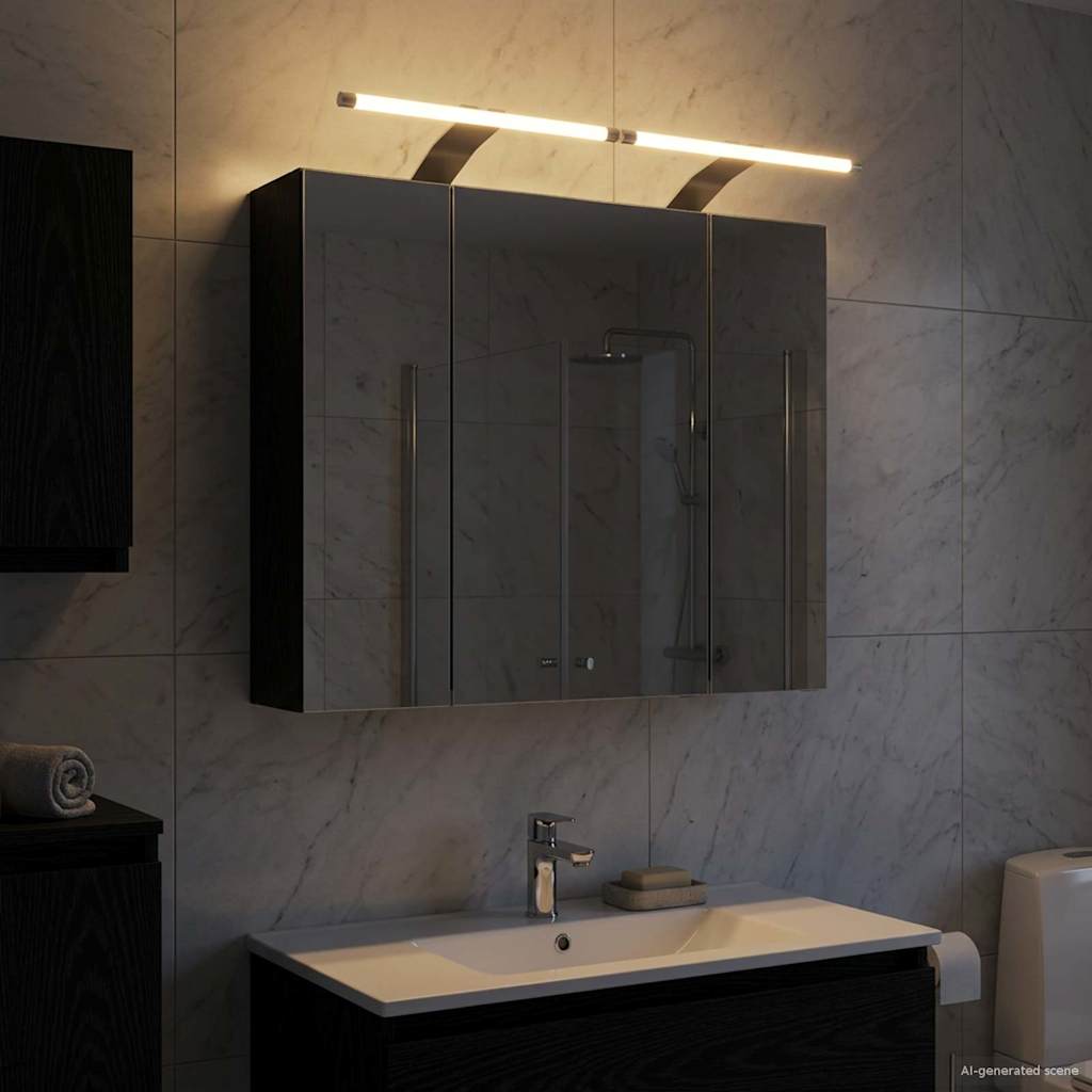 Bathroom Mirror Cabinet Black Oak 60 x 14.5 x 50 cm