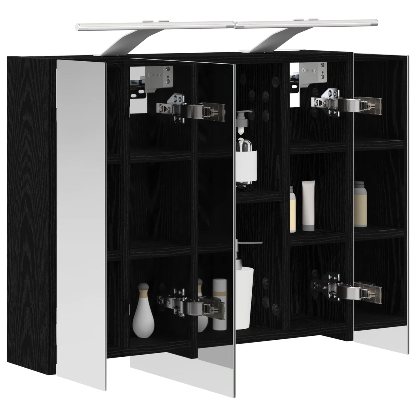 Bathroom Mirror Cabinet Black Oak 60 x 14.5 x 50 cm