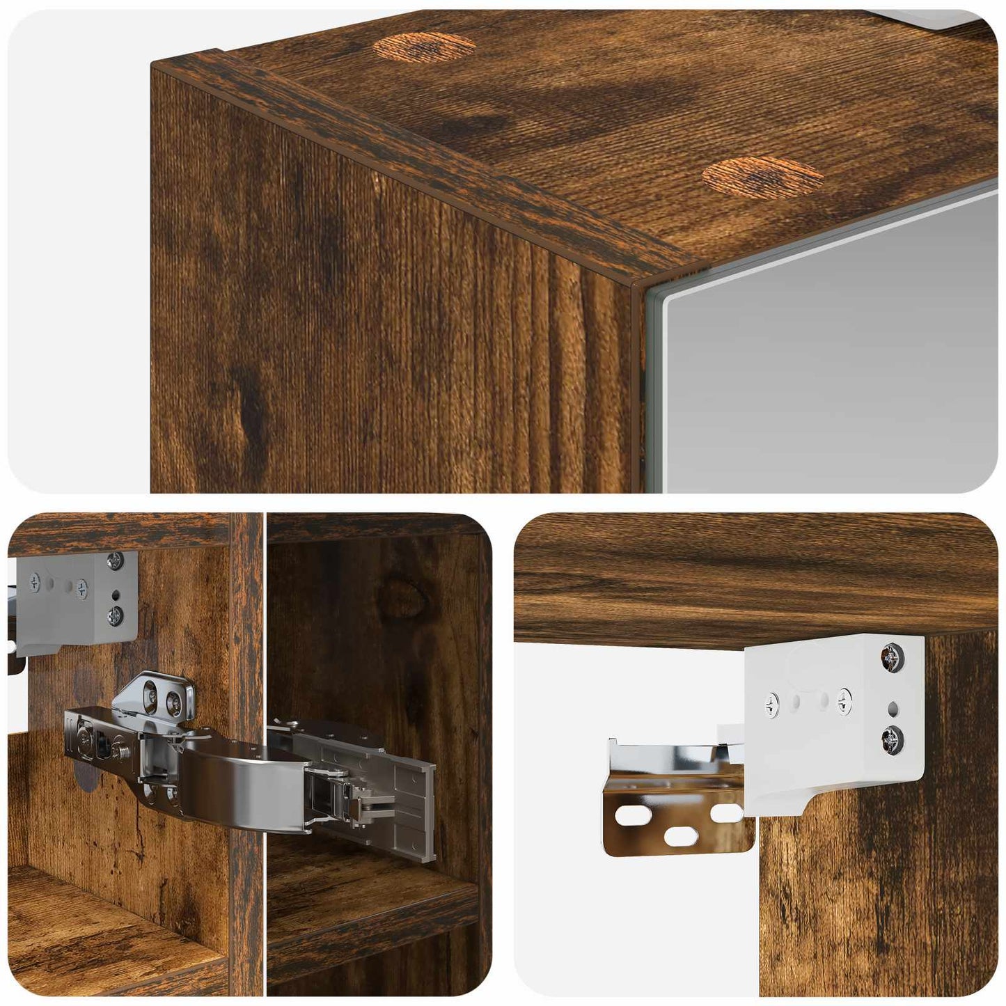 Bathroom Mirror Cabinet Smoked Oak 60 x 14.5 x 50 cm