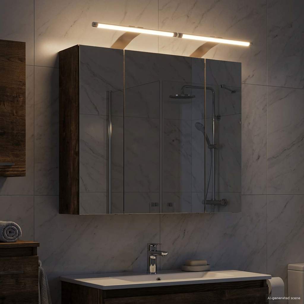 Bathroom Mirror Cabinet Smoked Oak 60 x 14.5 x 50 cm