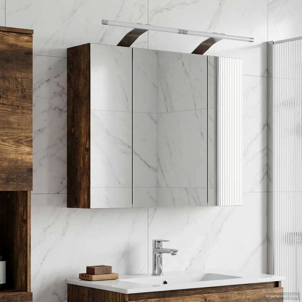 Bathroom Mirror Cabinet Smoked Oak 60 x 14.5 x 50 cm