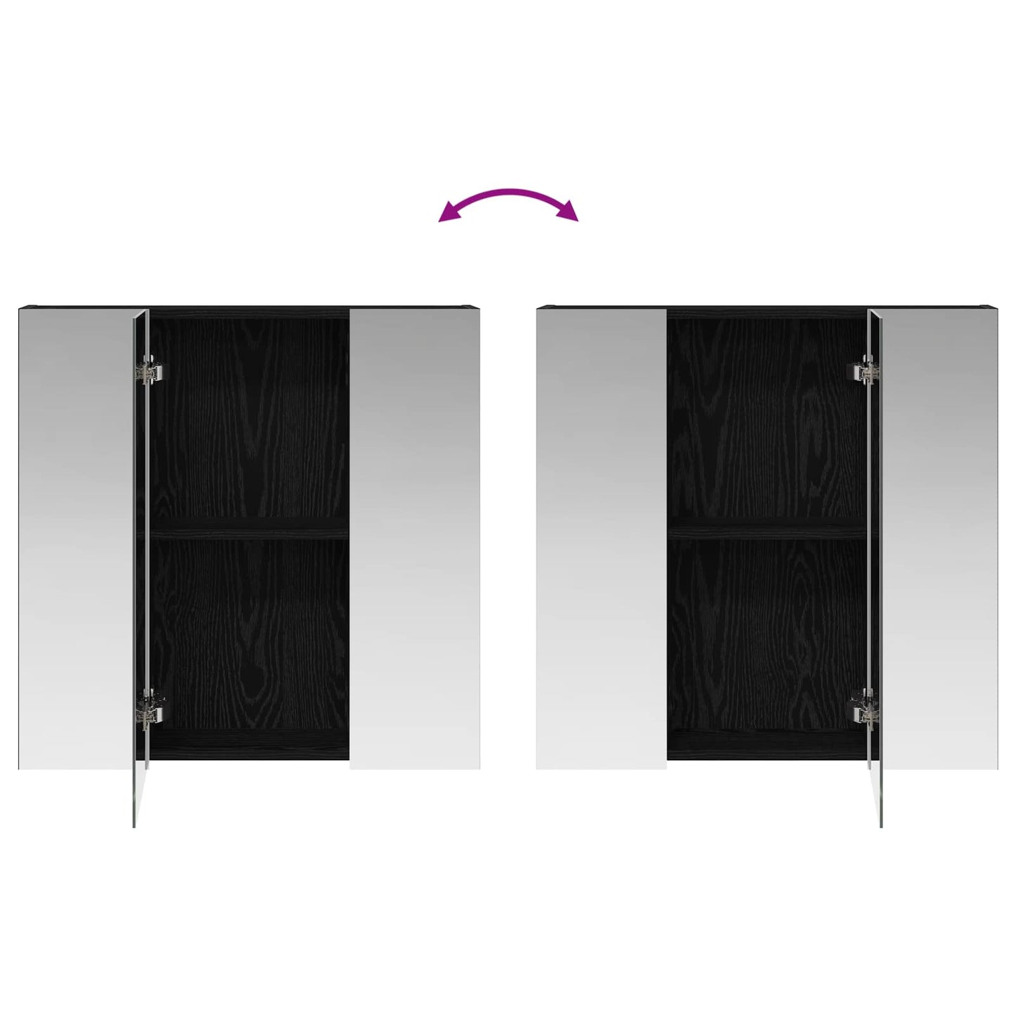 Bathroom Mirror Cabinet Black Oak 70 x 14.5 x 70 cm