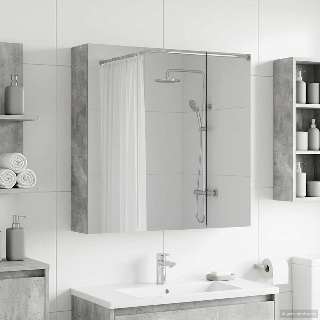 Bathroom Mirror Cabinet Concrete Grey 70 x 14.5 x 70 cm