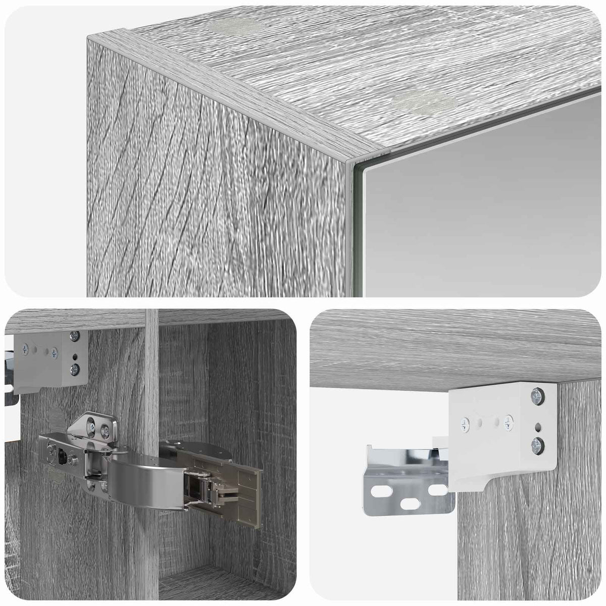 Bathroom Mirror Cabinet Grey Sonoma 70 x 14.5 x 70 cm