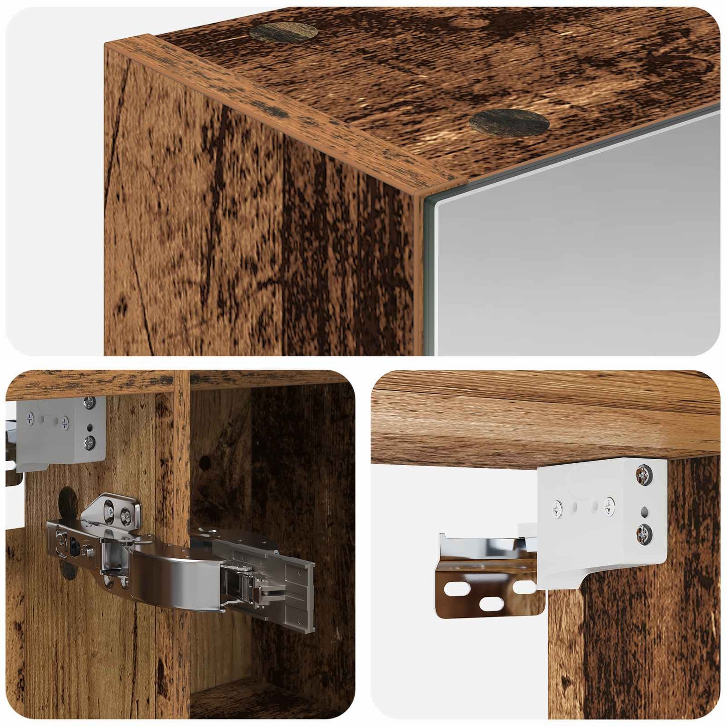 Bathroom Mirror Cabinet Old Wood 70 x 14.5 x 70 cm