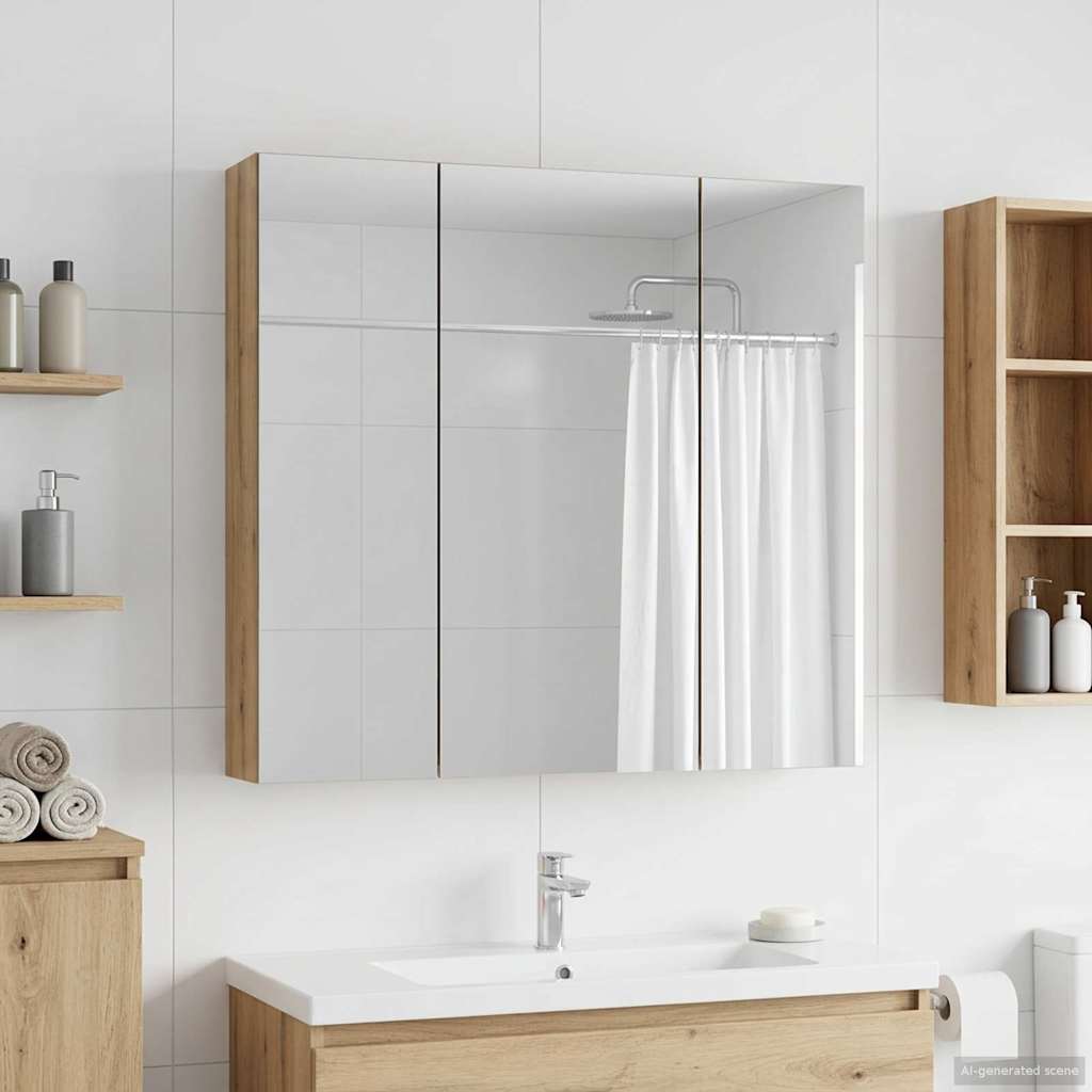 Bathroom Mirror Cabinet Artisian Oak 70 x 14.5 x 70 cm