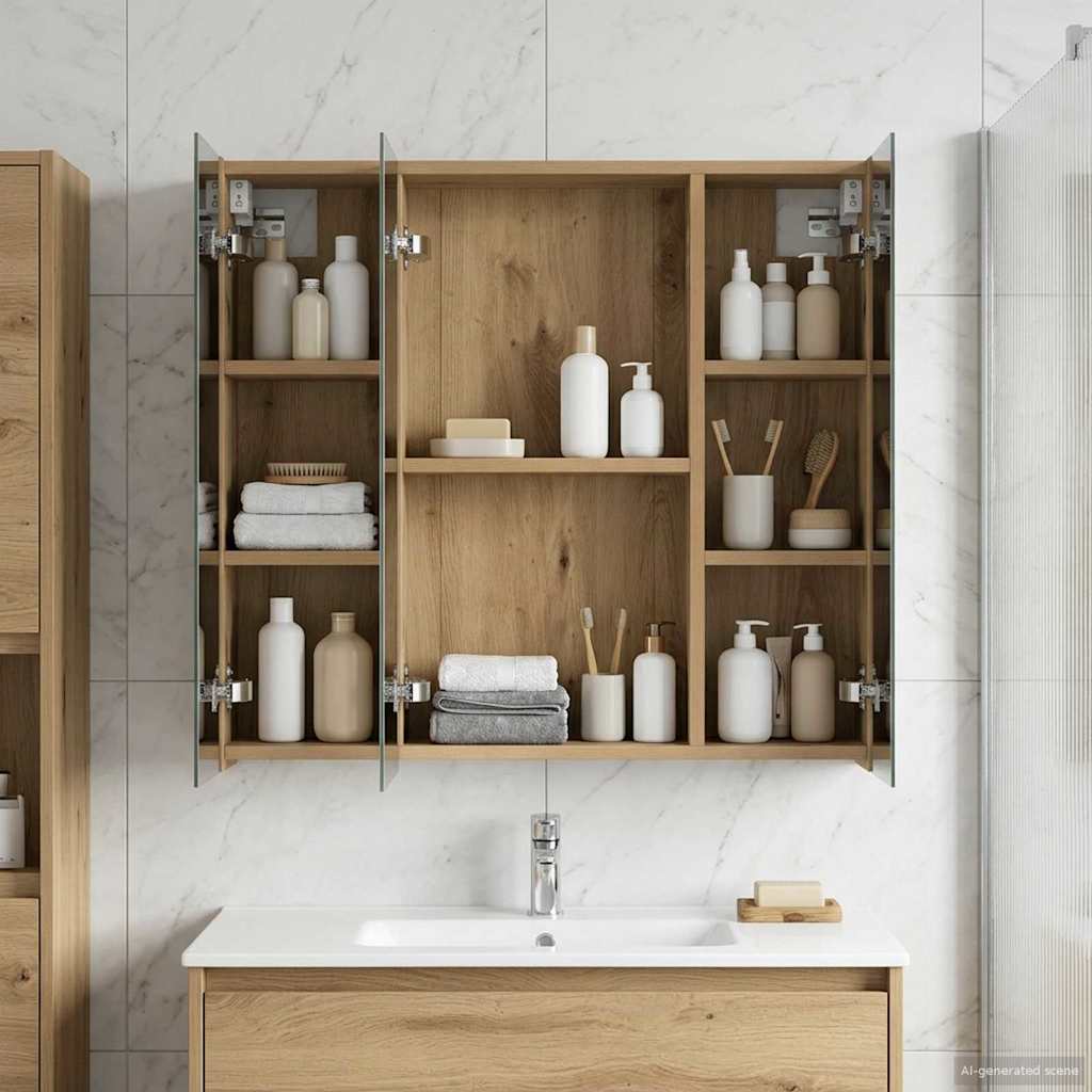 Bathroom Mirror Cabinet Artisan Oak 70 x 14.5 x 70 cm