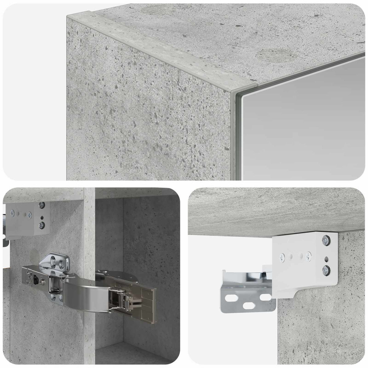 Bathroom Mirror Cabinet Concrete Grey 70 x 14.5 x 70 cm