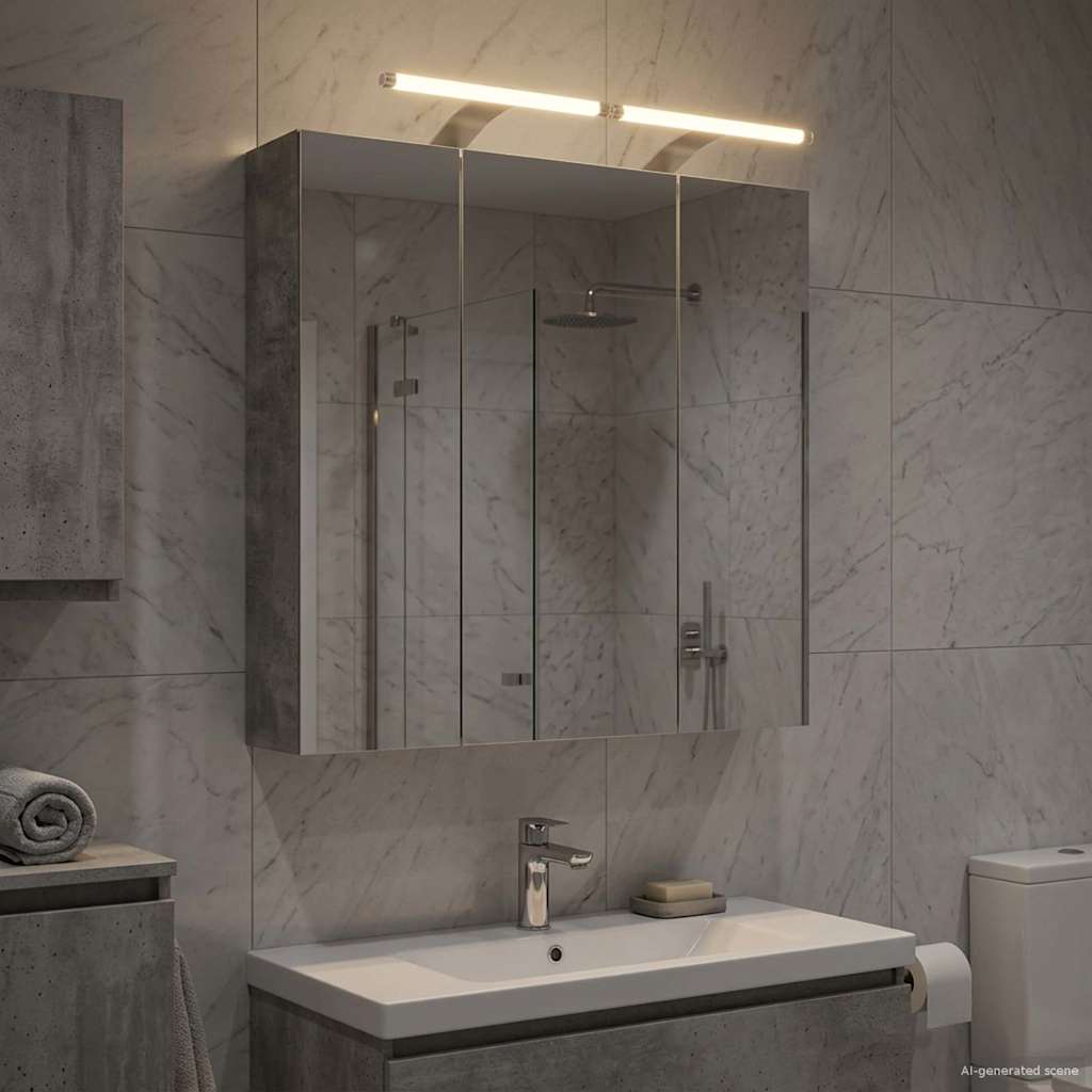 Bathroom Mirror Cabinet Concrete Grey 70 x 14.5 x 70 cm