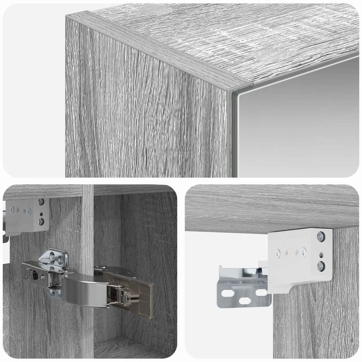 Bathroom Mirror Cabinet Grey Sonoma 70 x 14.5 x 70 cm