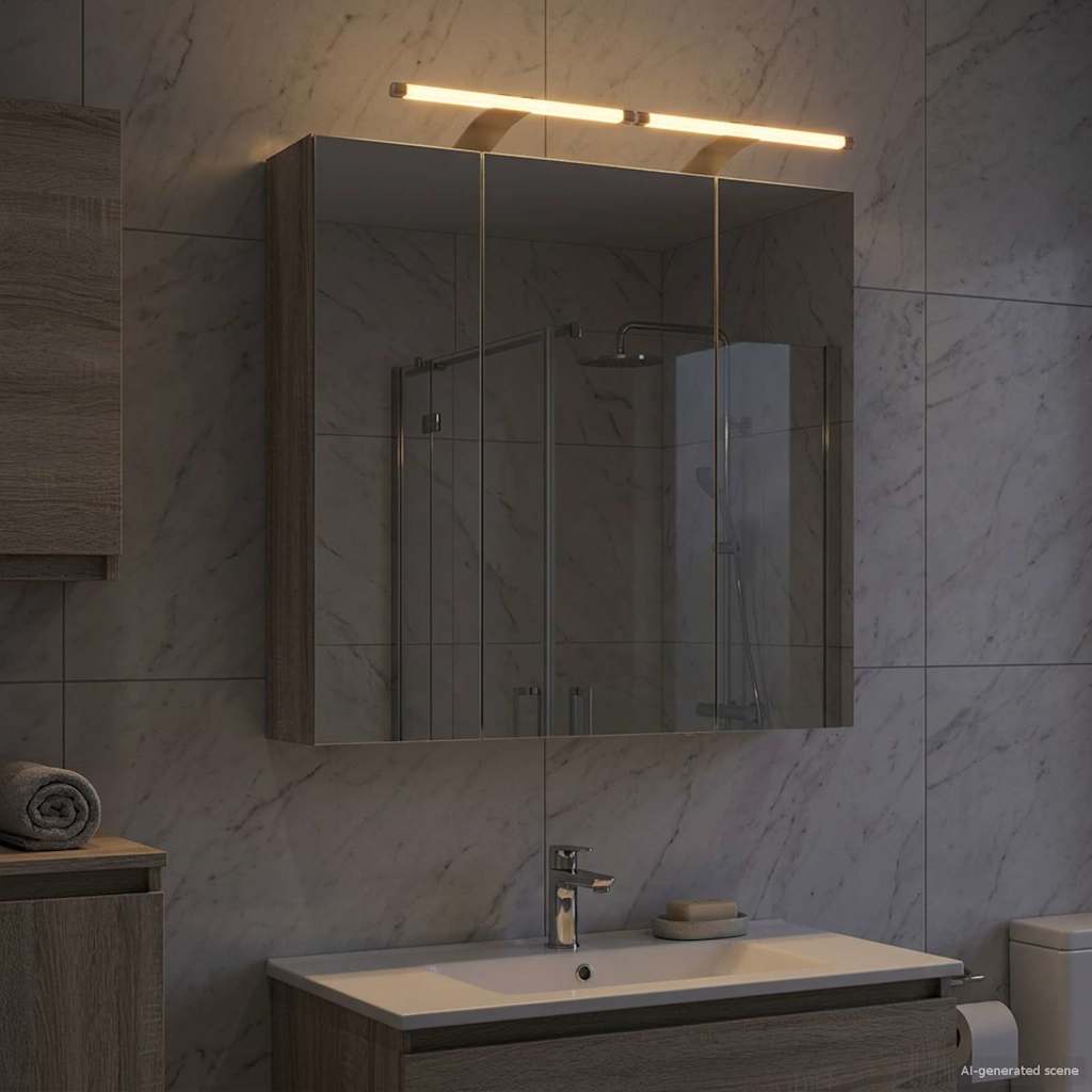 Bathroom Mirror Cabinet Grey Sonoma 70 x 14.5 x 70 cm