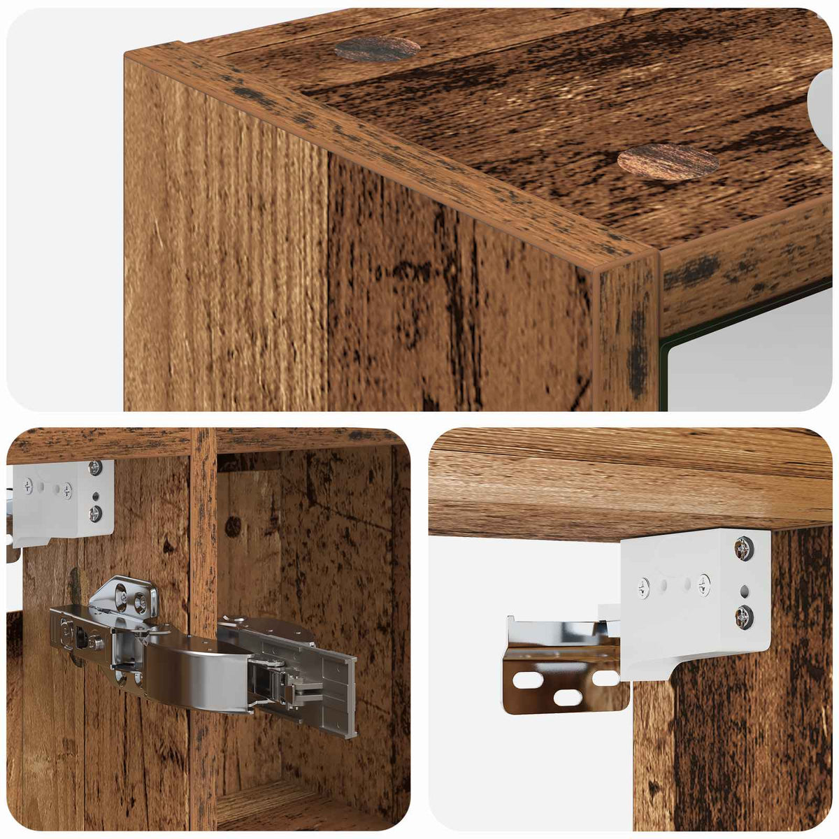Bathroom Mirror Cabinet Old Wood 70 x 14.5 x 70 cm