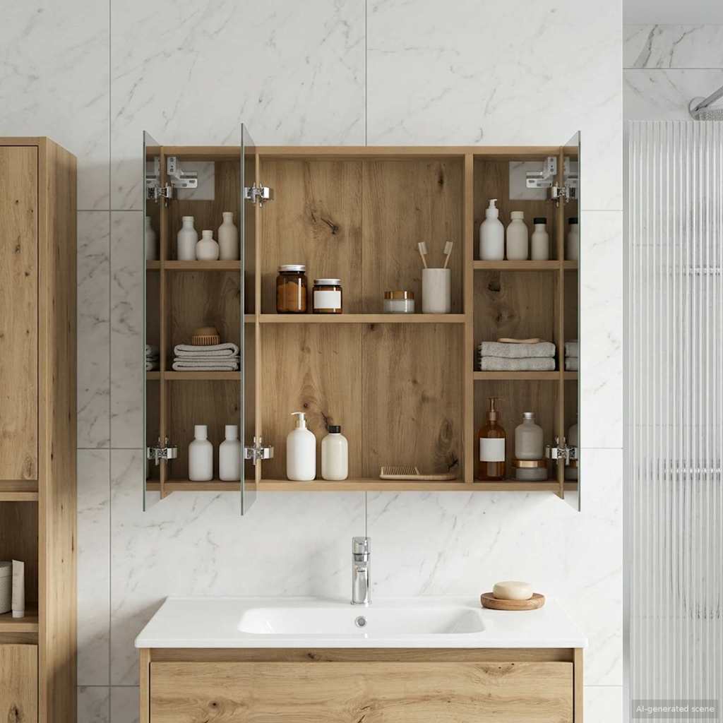 Bathroom Mirror Cabinet Artisian Oak 80 x 14.5 x 70 cm