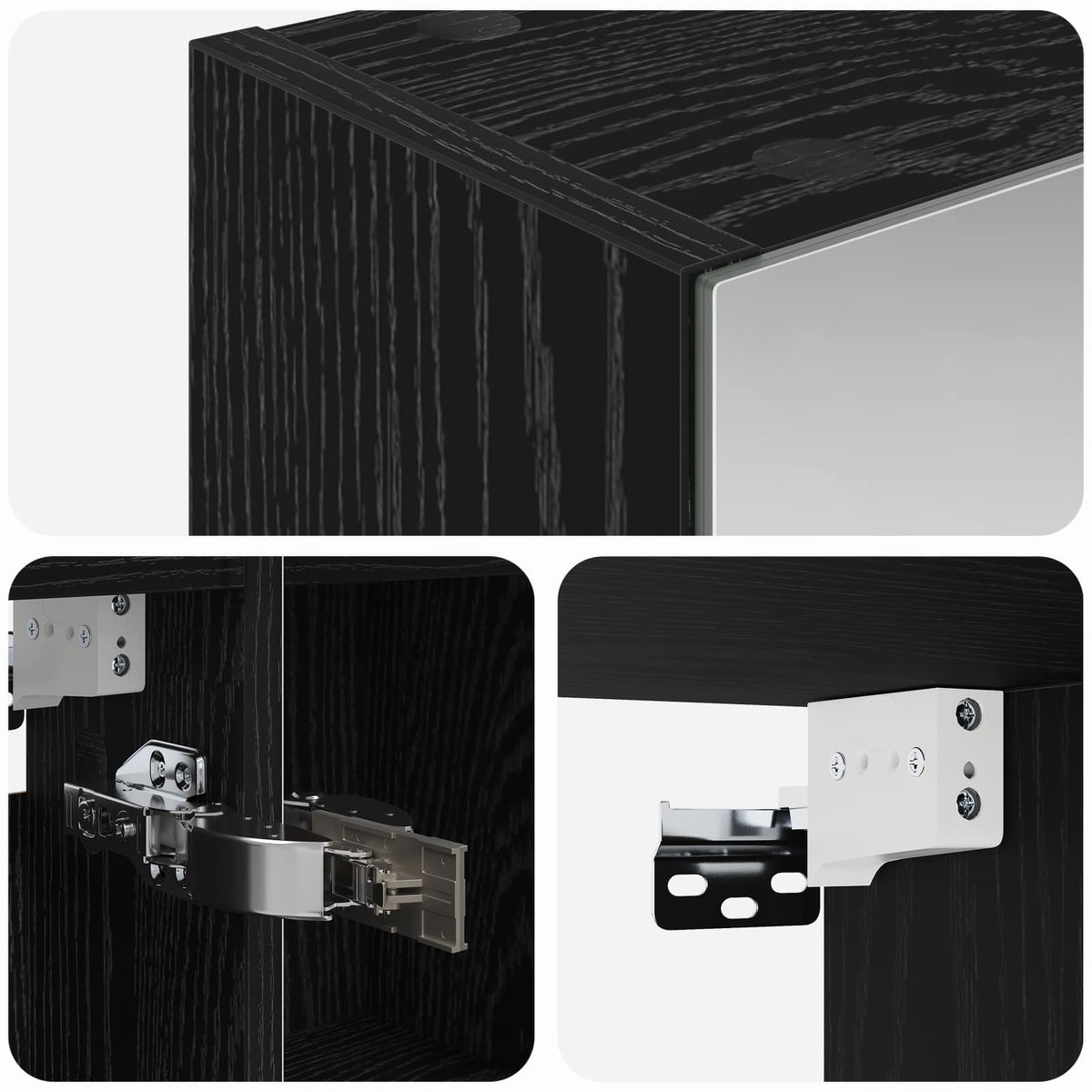 Bathroom Mirror Cabinet Black Oak 80 x 14.5 x 70 cm