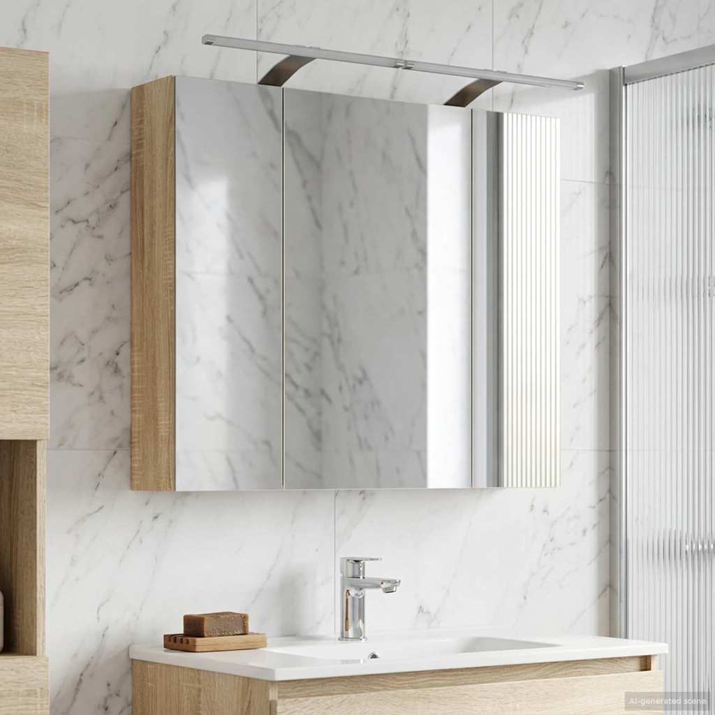 Bathroom Mirror Cabinet Sonoma Oak 80 x 14.5 x 70 cm