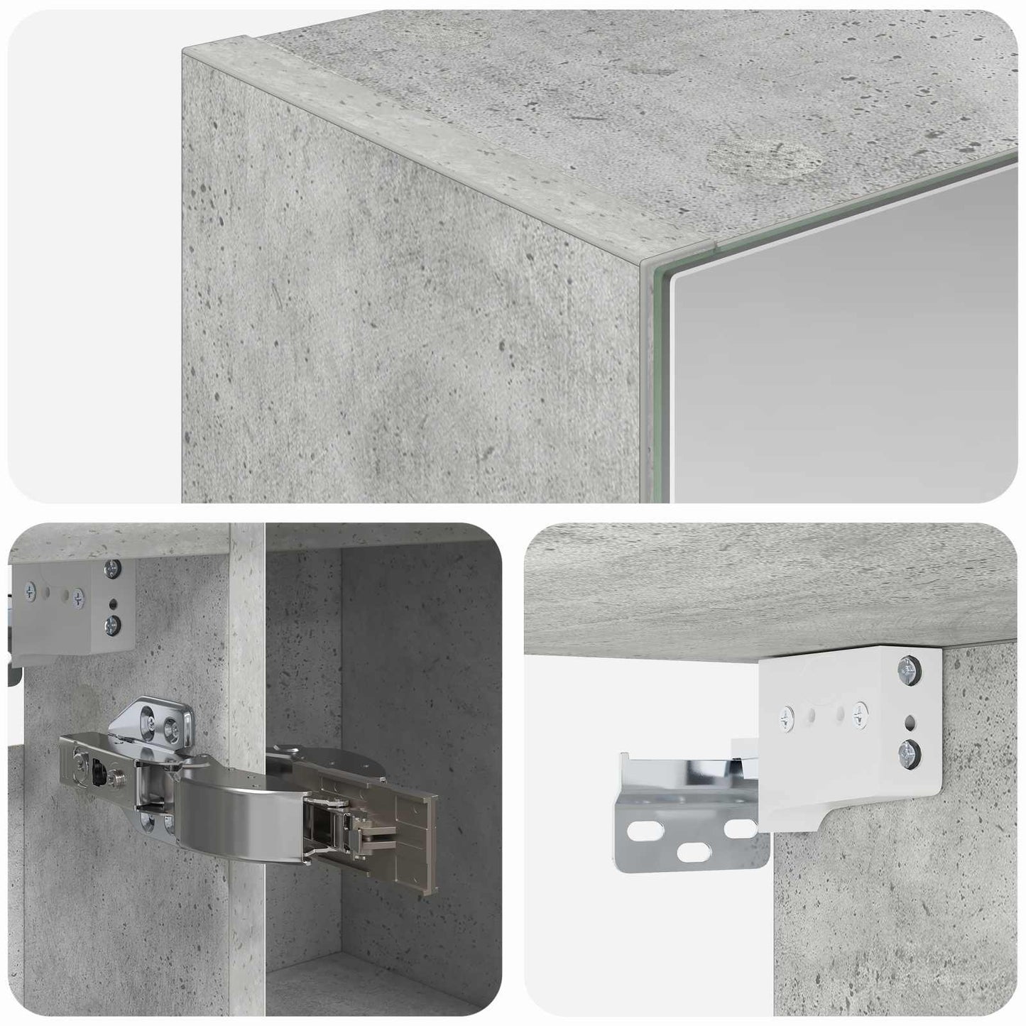 Bathroom Mirror Cabinet Concrete Grey 80 x 14.5 x 70 cm