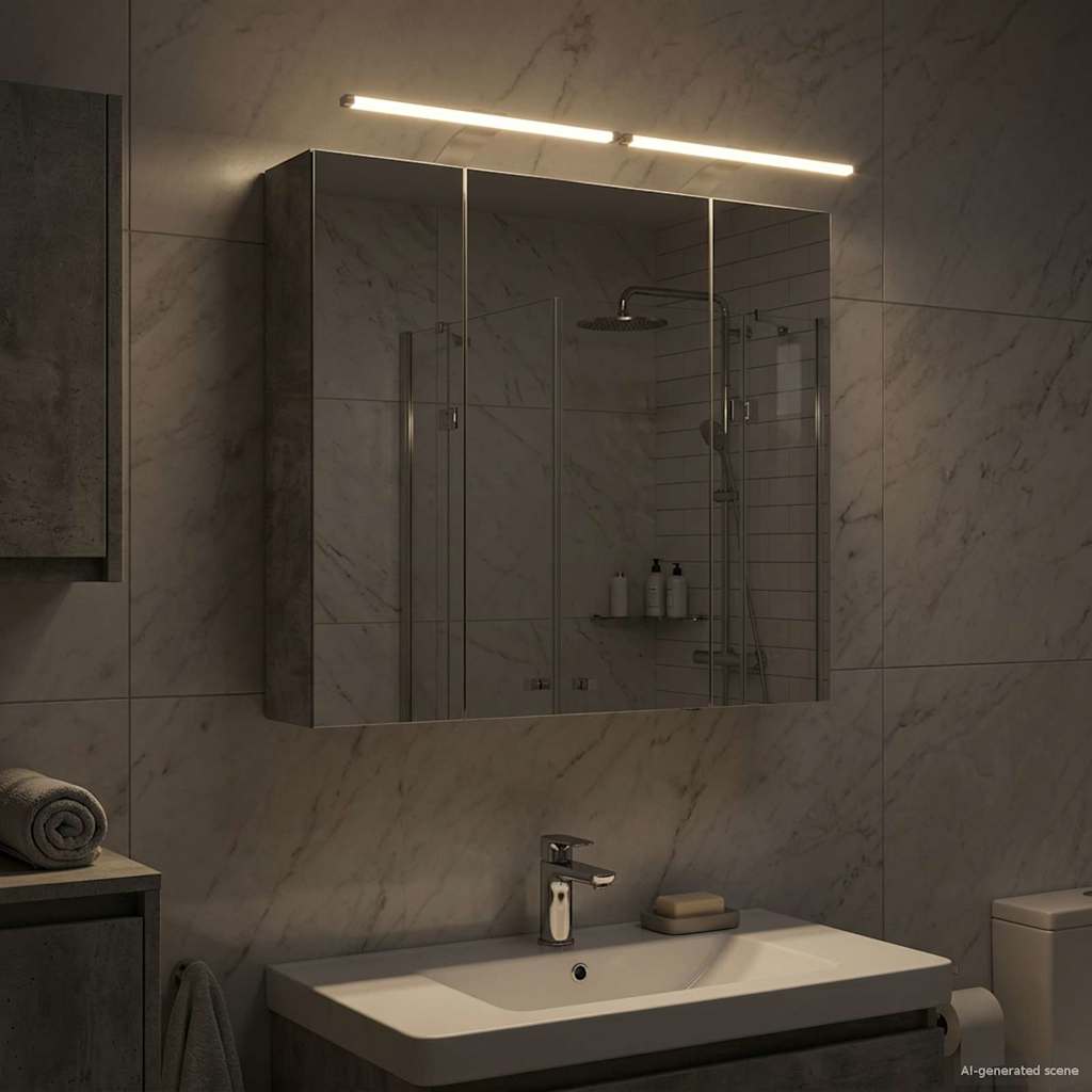 Bathroom Mirror Cabinet Concrete Grey 80 x 14.5 x 70 cm