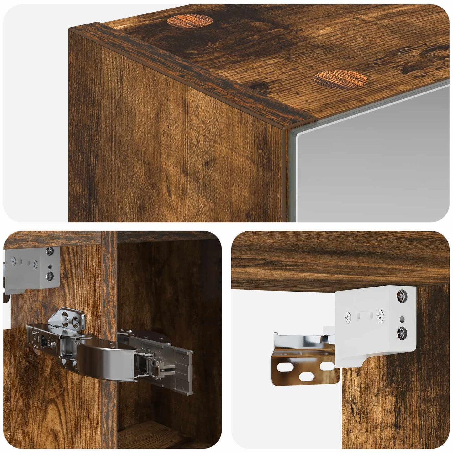 Bathroom Mirror Cabinet Smoked Oak 80 x 14.5 x 70 cm
