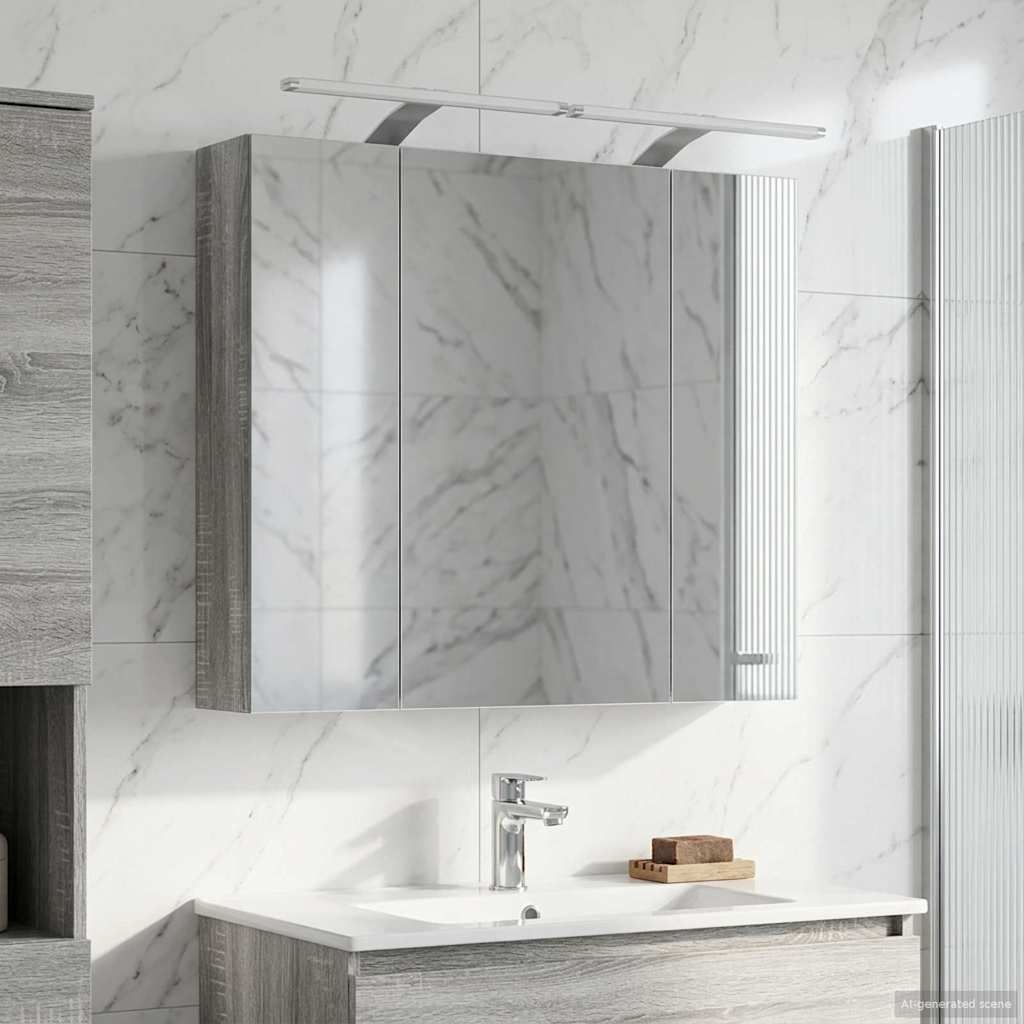 Bathroom Mirror Cabinet Grey Sonoma 80 x 14.5 x 70 cm