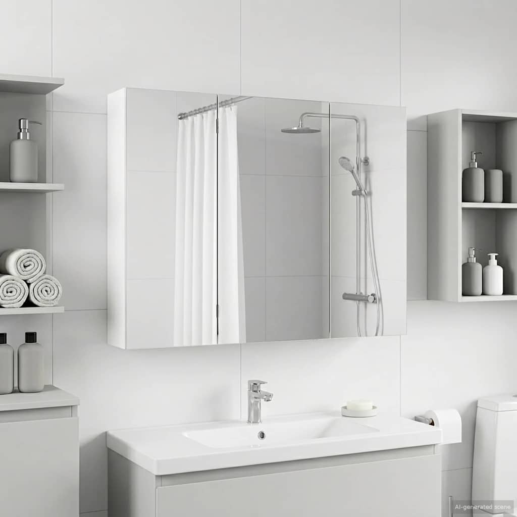 Bathroom Mirror Cabinet White 100 x 14.5 x 70 cm