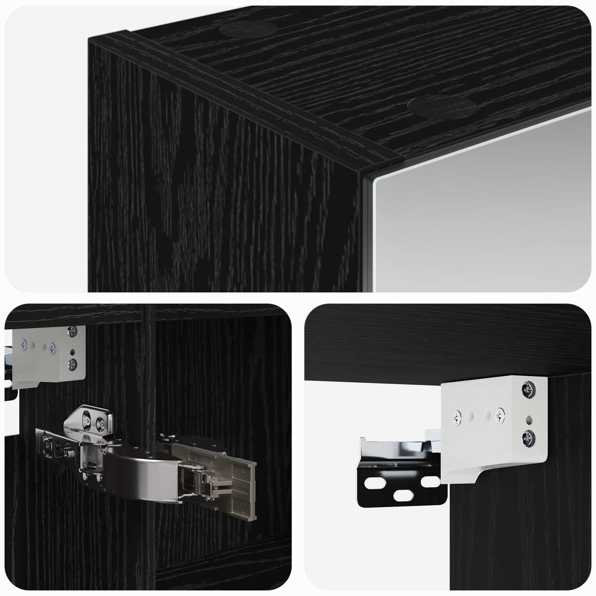 Bathroom Mirror Cabinet Black Oak 100 x 14.5 x 70 cm