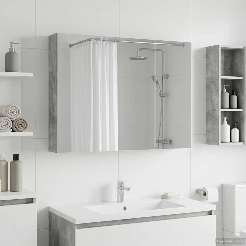 Bathroom Mirror Cabinet Concrete Grey 100 x 14.5 x 70 cm