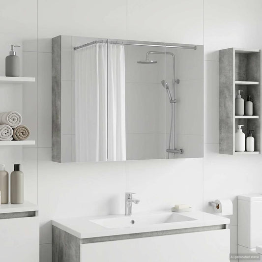 Bathroom Mirror Cabinet Concrete Grey 100 x 14.5 x 70 cm