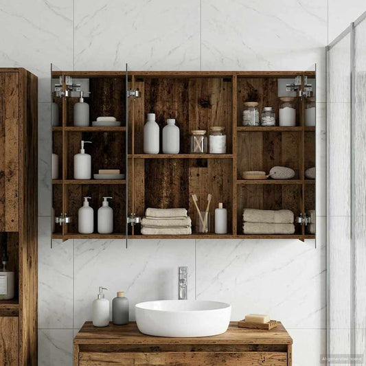 Bathroom Mirror Cabinet Old Wood 100 x 14.5 x 70 cm