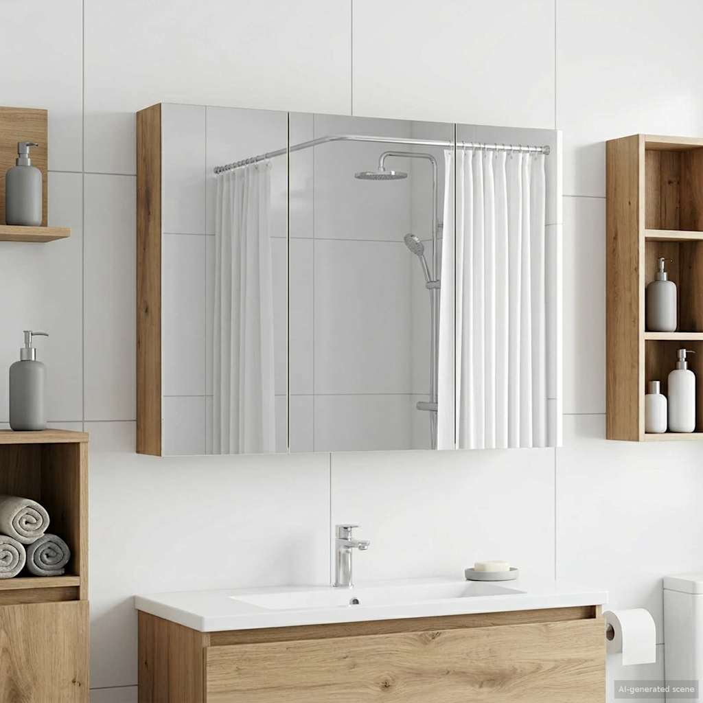 Bathroom Mirror Cabinet Artisian Oak 100 x 14.5 x 70 cm