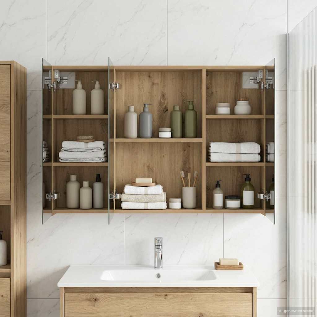 Bathroom Mirror Cabinet Artisian Oak 100 x 14.5 x 70 cm