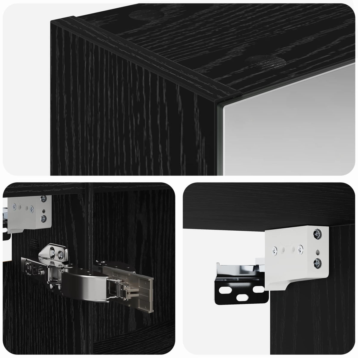Bathroom Mirror Cabinet Black Oak 100 x 14.5 x 70 cm