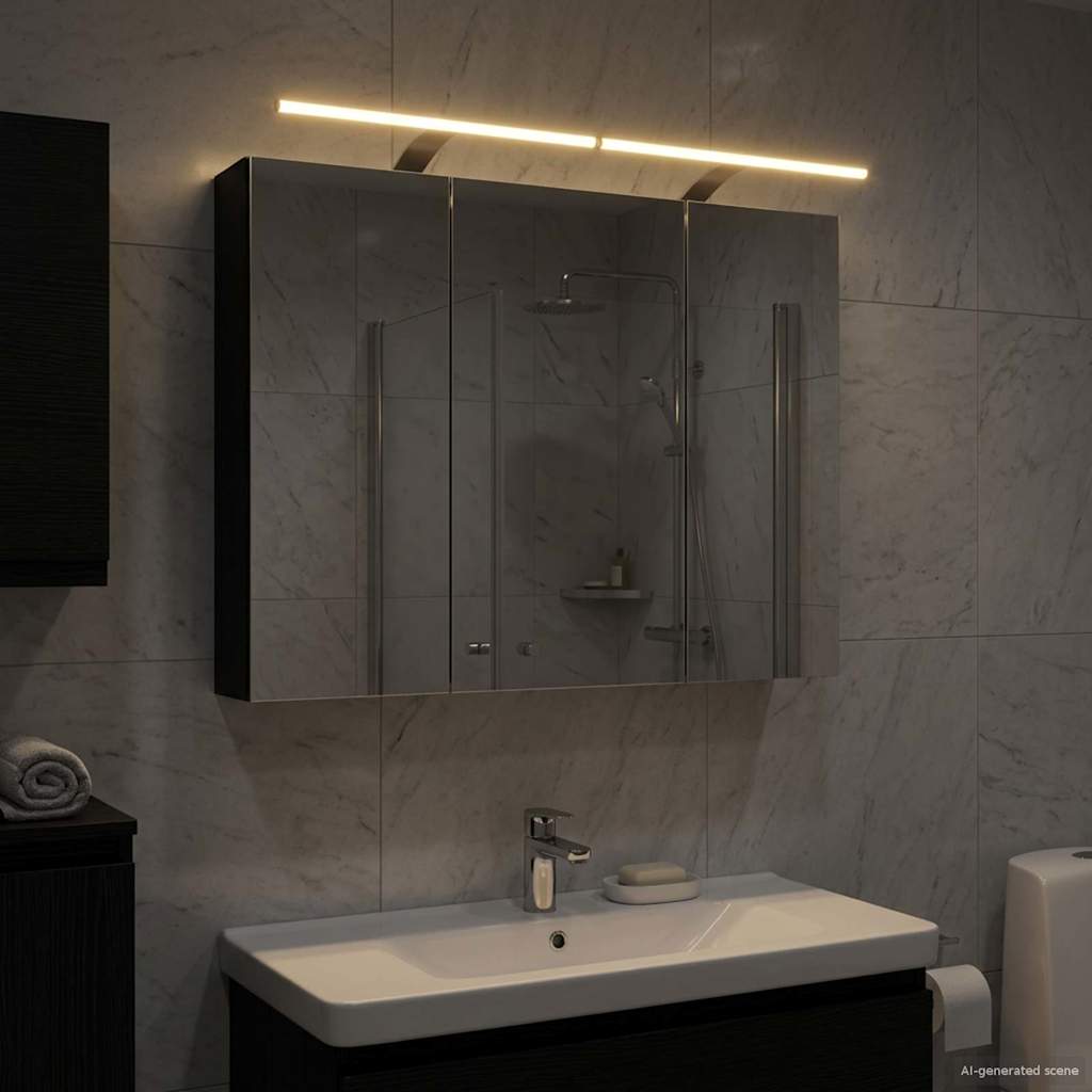Bathroom Mirror Cabinet Black Oak 100 x 14.5 x 70 cm