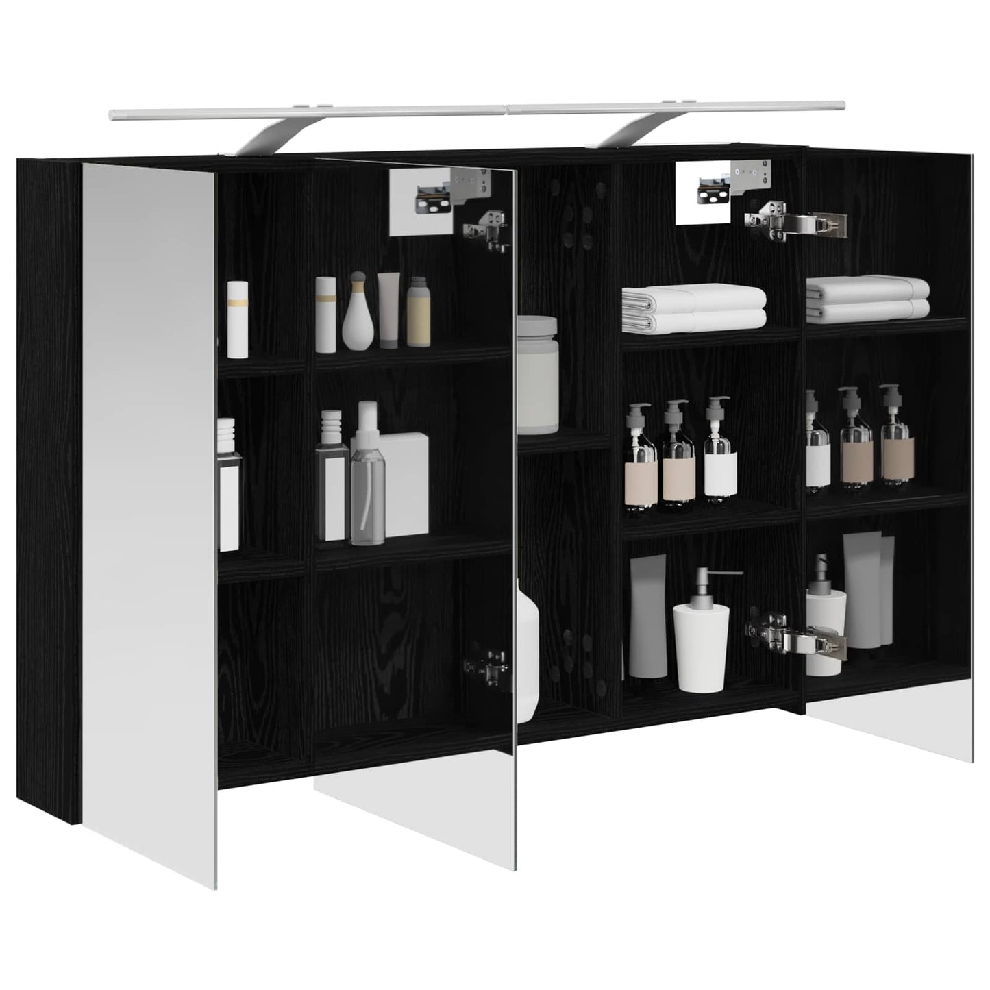 Bathroom Mirror Cabinet Black Oak 100 x 14.5 x 70 cm