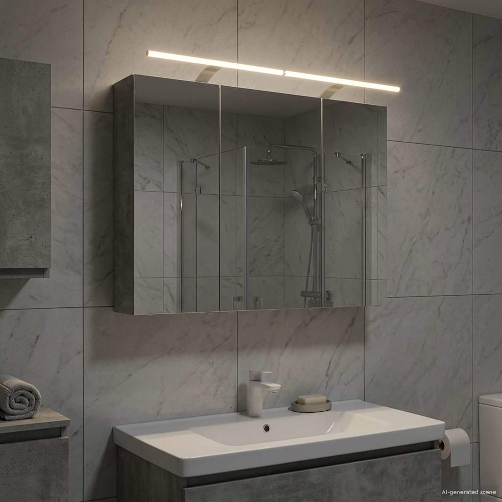 Bathroom Mirror Cabinet Concrete Grey 100 x 14.5 x 70 cm
