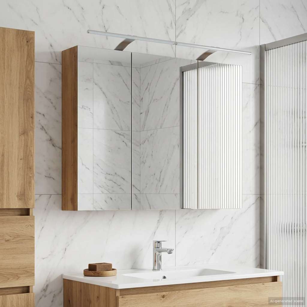 Bathroom Mirror Cabinet Artisan Oak 100 x 14.5 x 70 cm