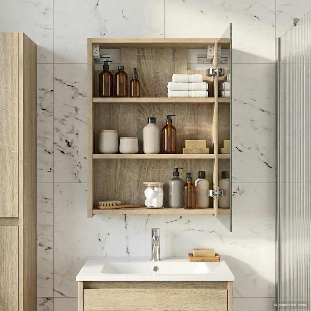 Bathroom Mirror Cabinet Sonoma Oak 43 x 16 x 62.5 cm