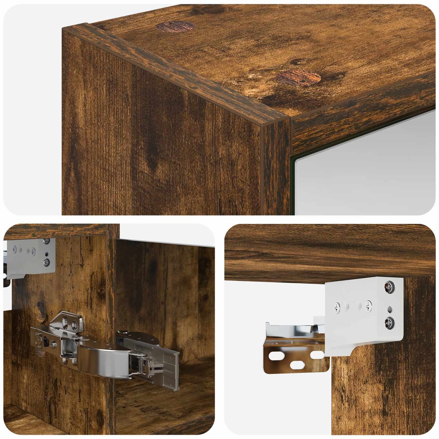 Bathroom Mirror Cabinet Smoked Oak 43 x 16 x 62.5 cm