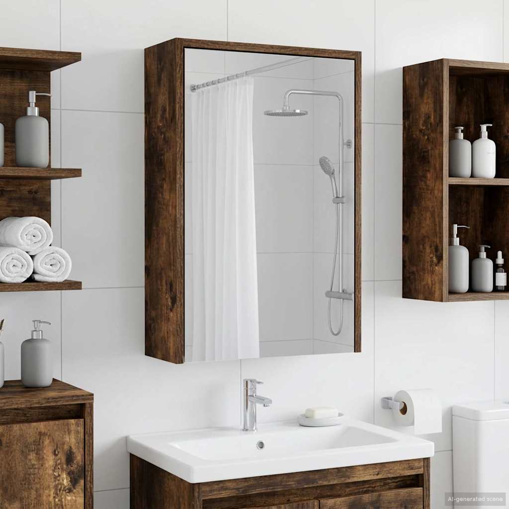 Bathroom Mirror Cabinet Smoked Oak 43 x 16 x 62.5 cm