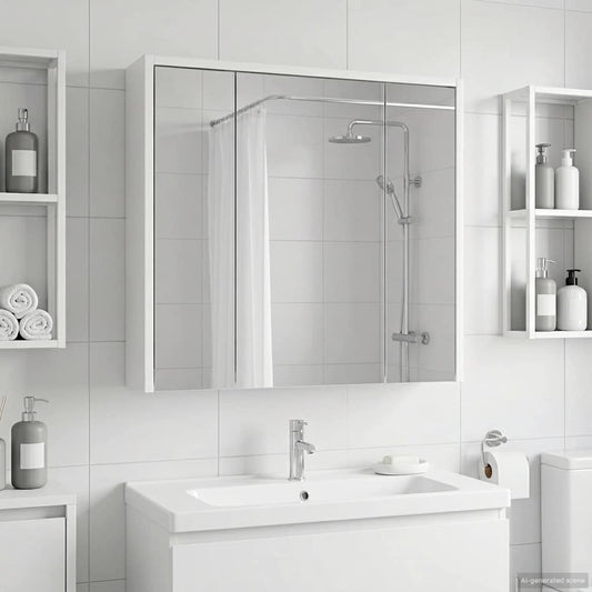 Bathroom Mirror Cabinet White 63.5 x 16 x 62.5 cm