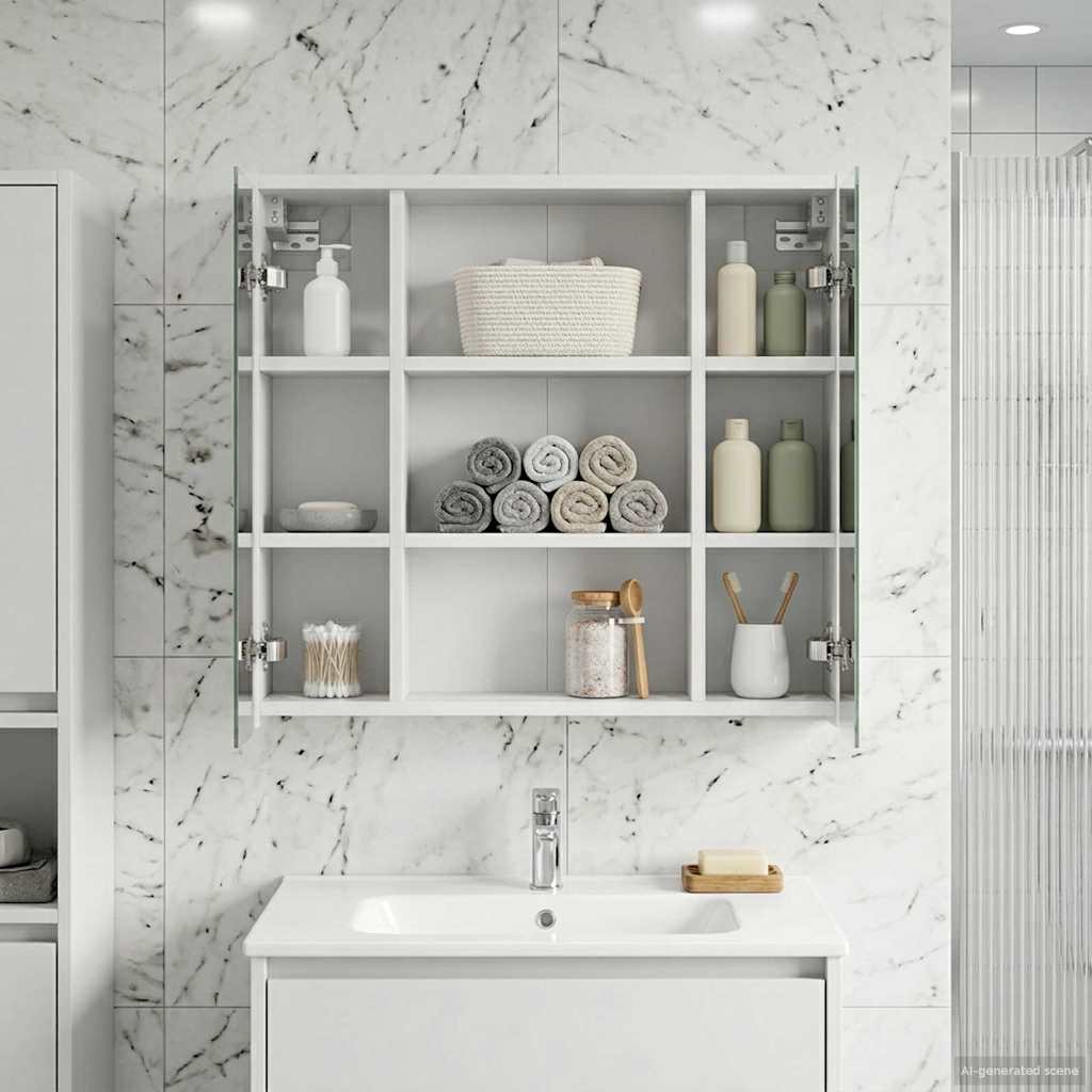 Bathroom Mirror Cabinet White 63.5 x 16 x 62.5 cm