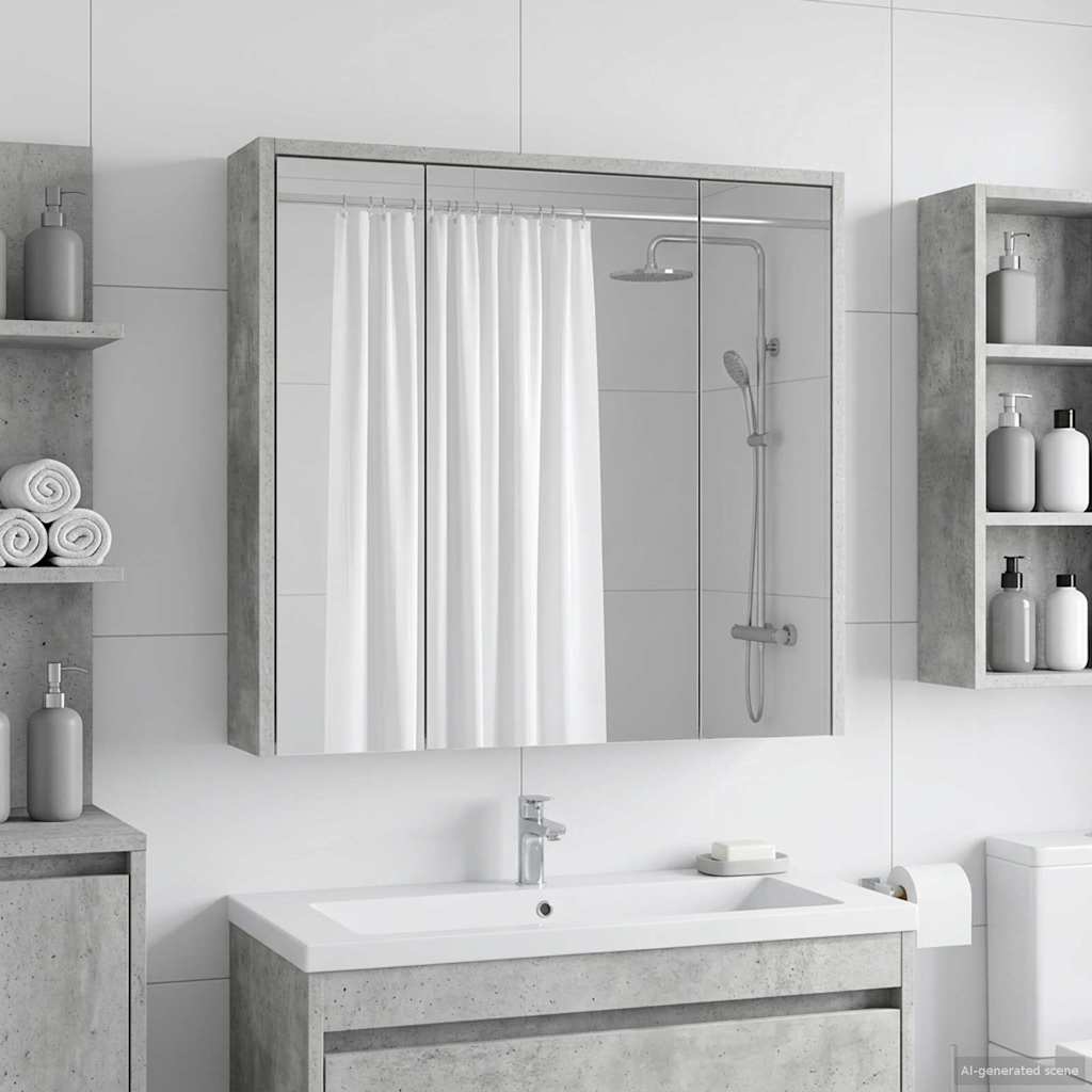 Bathroom Mirror Cabinet Concrete Grey 63.5 x 16 x 62.5 cm